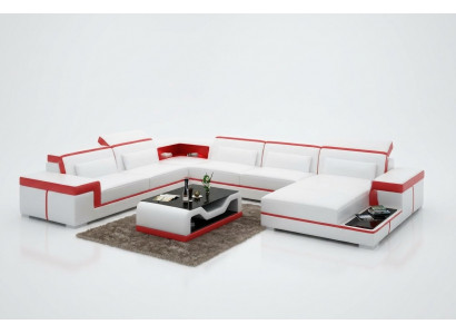 Zäitgeméiss Sitzeck Liederdivan Polster Eckgarnitur Ecksofa Canapé Wunnlandschaft +USB