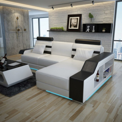 Ledercouch Sitzlandschaft Ecksofa Eckgarnitur Design Modern Sofa L6016E