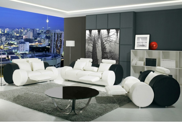 LEDERSOFA LÉINEN-ZUCHT GARNITUR 3+2+1 SÉLZER POLSTERGARNITUR DESIGNER SOFA NEI