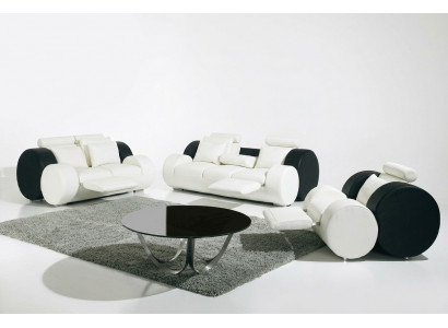 LEDERSOFA LÉINEN-ZUCHT GARNITUR 3+2+1 SÉLZER POLSTERGARNITUR DESIGNER SOFA NEI