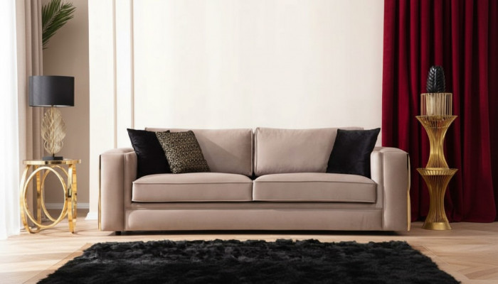Sofa 3 Sëtzeren Textil Sofas Couch Polster Miwwelen Luxus Moderner Dräisëtzer Nei