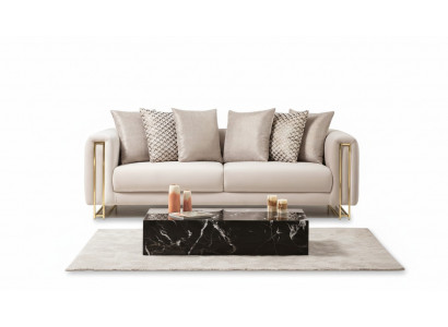 Design Textil 3-Sëtzer Wäiss Elegant Modern Sofa Polsterung Couch Neien Wunnzëmmer