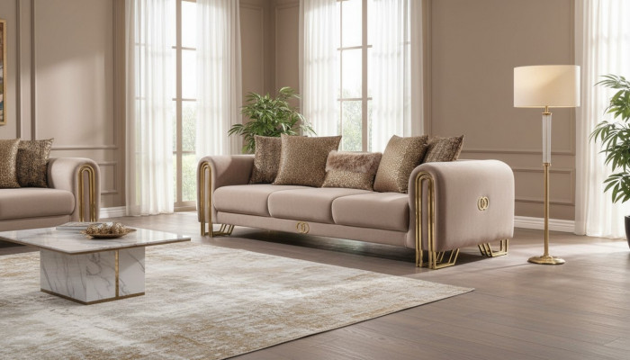 Designer Canapéë Polster Sofa Sofae 3 Sëtz Dräisëtzer Stoffssofa Wunnenzëmmer Neit