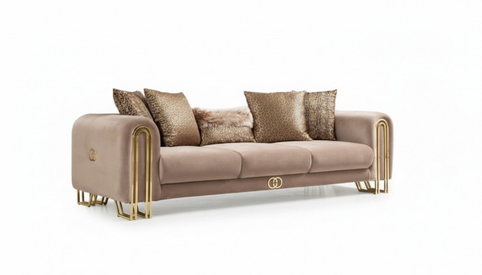 Designer Canapéë Polster Sofa Sofae 3 Sëtz Dräisëtzer Stoffssofa Wunnenzëmmer Neit