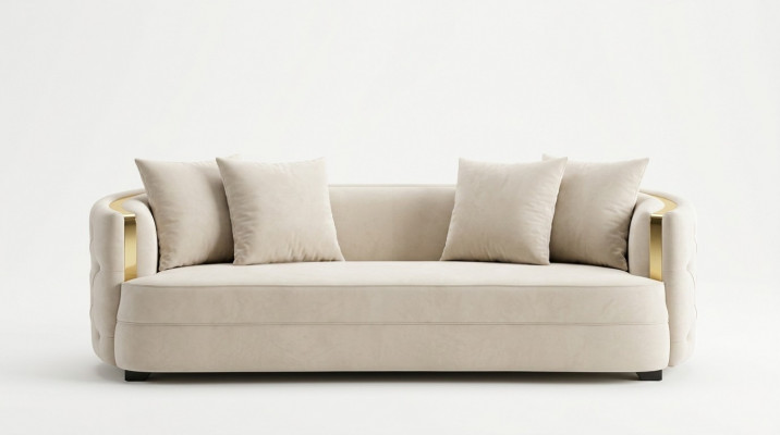 Sofa 3 Sëtzer Miwwelen Stoff Dräisëtzer Sofas Luxus Design Wunnzëmmer Modern Stil