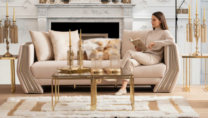 Sofa Luxus 3 Sëtzer Couch Polster Holz Lieder Wunnzëmmer Dräisëtzer Couchen Nei