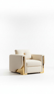 Design Eengesëtz Fotell Textil Wunnzëmmer Lounge Metall Luxus Design Canapé Miwwelen