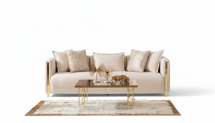 Dreiplazeg Canapé Polster Luxusmiwwelen Modern Canapé 3 Plazen Textil Couch 245cm