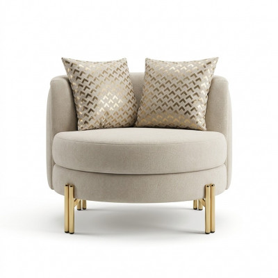 Fotell Sëtz Setzer Design Wunnzëmmer Polster Holz Polster Modern Luxus Beige
