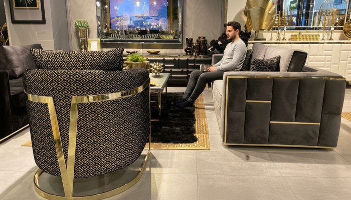 Design Sëtz Luxus Klassesch Modern Lehn Textil 1 Sëtzer Miwwel Einsitzer Sofa