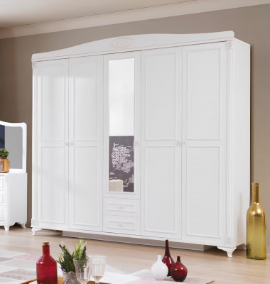 Luxus Schlofzëmmer Set 4 Stéck. Bett 2 Nuetsdëscher Kommode Landhaus Miwwelen Nei