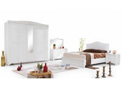 Luxus Schlofzëmmer Set 4 Stéck. Bett 2 Nuetsdëscher Kommode Landhaus Miwwelen Nei