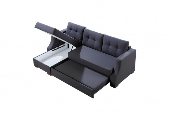 Designer Sofa mat Schloffunktion Bettschacht Sofa Ecksofa Couch L-Form.
