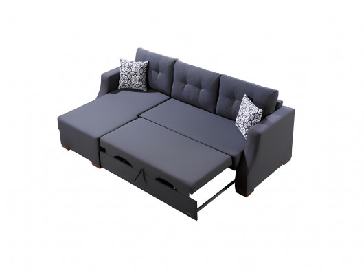 Designer Sofa mat Schloffunktion Bettschacht Sofa Ecksofa Couch L-Form.
