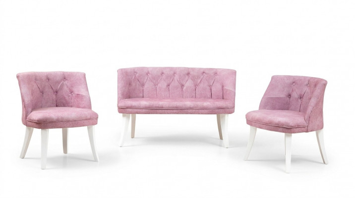 Kichen Sitzgarnitur Bank Fautteuil Rosa Chesterfield Garnitur Sitzméiwwel Stoff