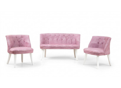 Kichen Sitzgarnitur Bank Fautteuil Rosa Chesterfield Garnitur Sitzméiwwel Stoff