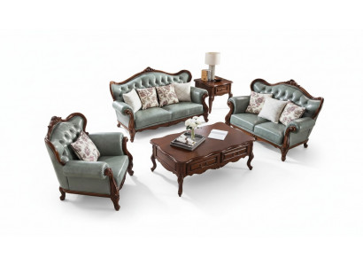 Sofagarnitur 3+2+1 Sëtz Chesterfield Miwwelen Wunnzëmmer Textil Sofa