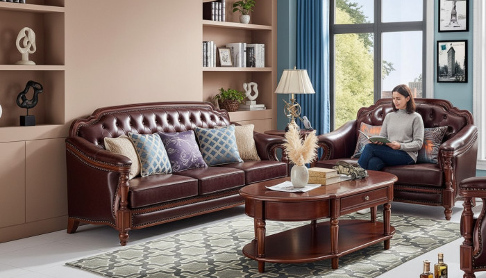 Luxus Sofagarnitur 3+2 Sëtzer Ledersofa Couch Polstergruppen Set
