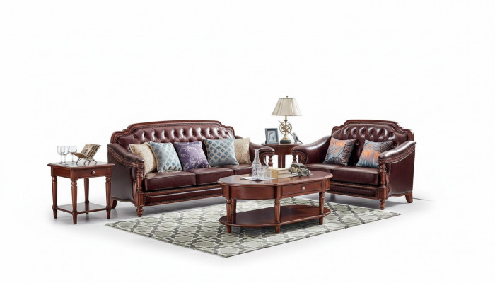 Luxus Sofagarnitur 3+2 Sëtzer Ledersofa Couch Polstergruppen Set