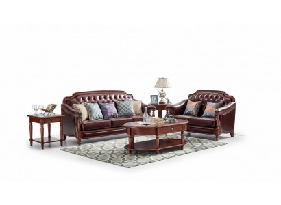 Luxus Sofagarnitur 3+2 Sëtzer Ledersofa Couch Polstergruppen Set