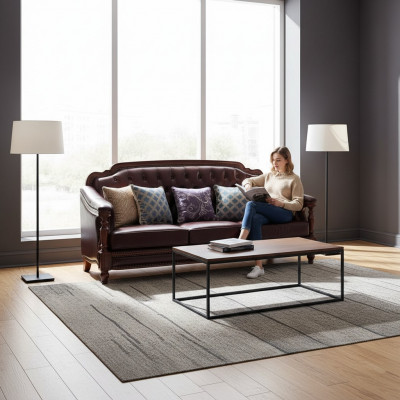 Chesterfield Dräisëtzer Couch Polstersofa Klassesch Sofas Zëmmer