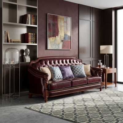 Chesterfield Dräisëtzer Couch Polstersofa Klassesch Sofas Zëmmer