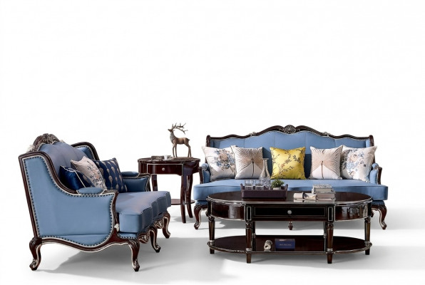 Klassesch Chesterfield Canapé 3+2 Sëtzer Sofa Canapéë Blo Sofen