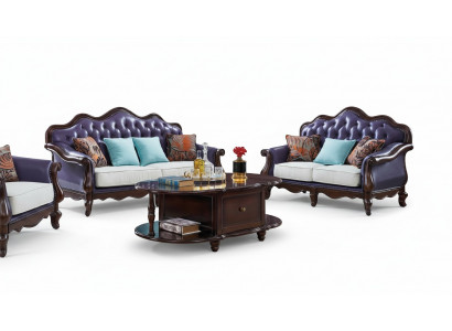 Ledercouch Chesterfield Lila Canapé Klassesch Sofagarnitur Couchen Set