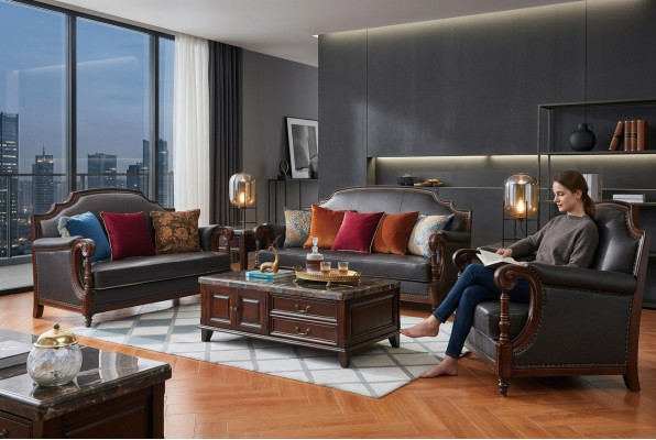 Luxusmiwwel Sofagarnitur Couch Sofa 3 2 1 Sëtz Wunnzëmmer Holz 3tlg.