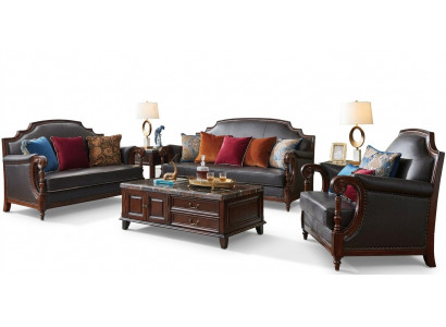 Luxusmiwwel Sofagarnitur Couch Sofa 3 2 1 Sëtz Wunnzëmmer Holz 3tlg.
