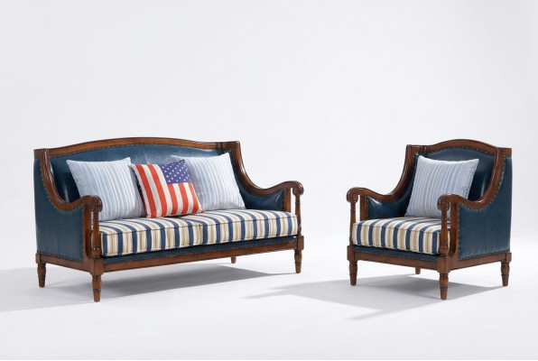 Blo-Brong Sofagarnitur 3+2 Sëtzer Ledersofa Luxus Couchen Wunnzëmmer Garnitur
