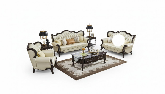Grupp Kanapé-Set 3+3+1 Sëtz Luxus Sofa Fauteuil Sofas Lieder Klassesch Set