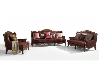 Sofagarnitur 3+2+1 Sëtz Sofa Sëtz Garnitur Kolonial Miwwelen Braun
