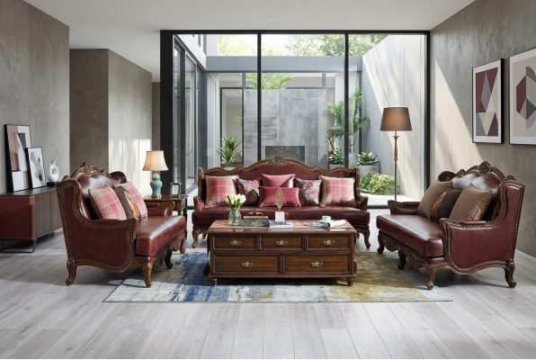 Empire USA Miwwelen Antik Stil Liederdivan 3+2 Sëtzer Divangarnitur Divan
