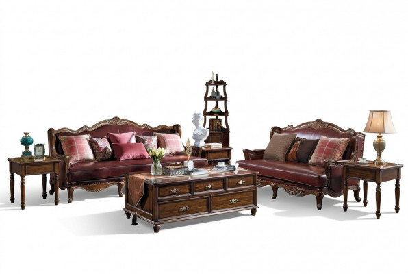 Empire USA Miwwelen Antik Stil Liederdivan 3+2 Sëtzer Divangarnitur Divan