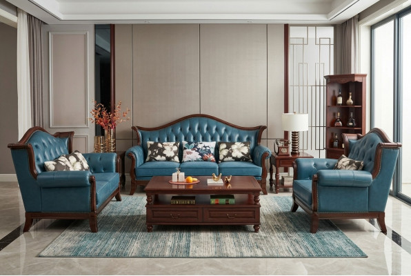 Chesterfield Klassesch Ledergarnitur Barock Rokoko Sofagarnitur 3+1