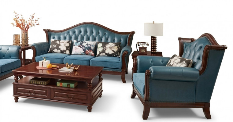 Chesterfield Klassesch Ledergarnitur Barock Rokoko Sofagarnitur 3+1