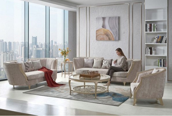 Luxus Sofagarnitur Hotel Miwwel Sofa Couch Elegante Stil Stoffsofa