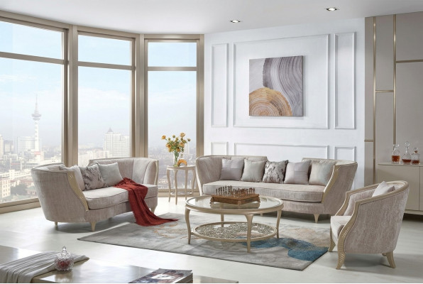 Exklusiv Beige Sofagarnitur 3+2 Sëtzer Designer 2tlg. Set Textilcouchen