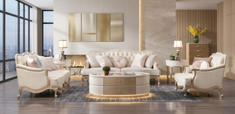 Wunnzëmmer Sofagarnitur 3+2+1 Sëtzer Set Polster Couchen Stoff Design