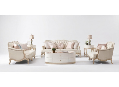 Wunnzëmmer Sofagarnitur 3+2+1 Sëtzer Set Polster Couchen Stoff Design