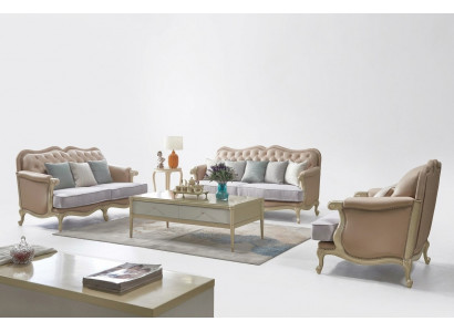 Rosa Miwwelen Sofagarnitur Sofa 3 2 1 Sëtzer Wunnzëmmer Design 3tlg.