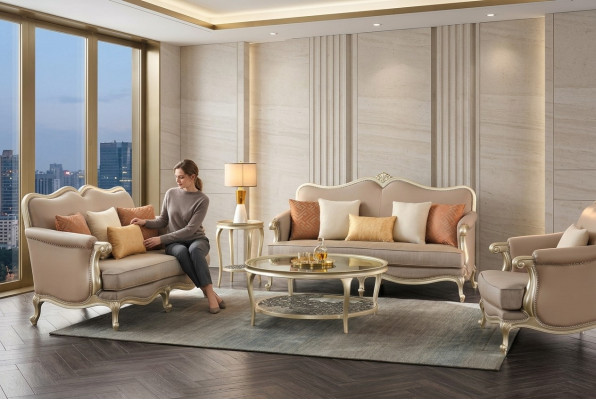 Luxus Cocktaildësch Ronnen Dësch Hotelmiwwelen Ariichtung Dëscher Gold