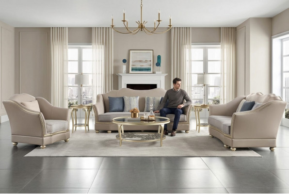 Sofa Garnitur 3+2+1 Design Sofa Couchen Sëtz Set Garnitur Polstersofa