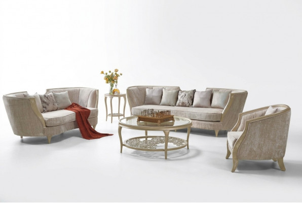 Hotelmiwwel Ariichtung Canapégrupp Stoff Sofa Klassesch Couch 321