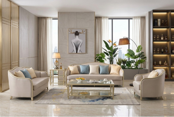 Set Design Sofas Sofagarnitur 3+2+1 Sëtzer Couchen Stoff Modern Sofa