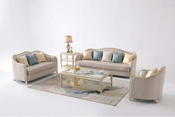 Set Design Sofas Sofagarnitur 3+2+1 Sëtzer Couchen Stoff Modern Sofa