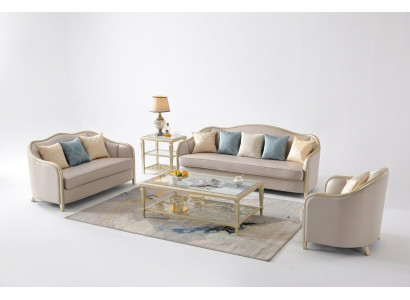 Set Design Sofas Sofagarnitur 3+2+1 Sëtzer Couchen Stoff Modern Sofa