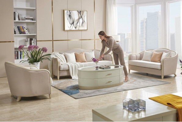 Klassesch Sofa-Garnitur Couch Polster Miwwelen Designer Sofa Couchen