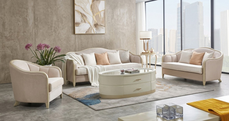 Klassesch Sofa-Garnitur Couch Polster Miwwelen Designer Sofa Couchen